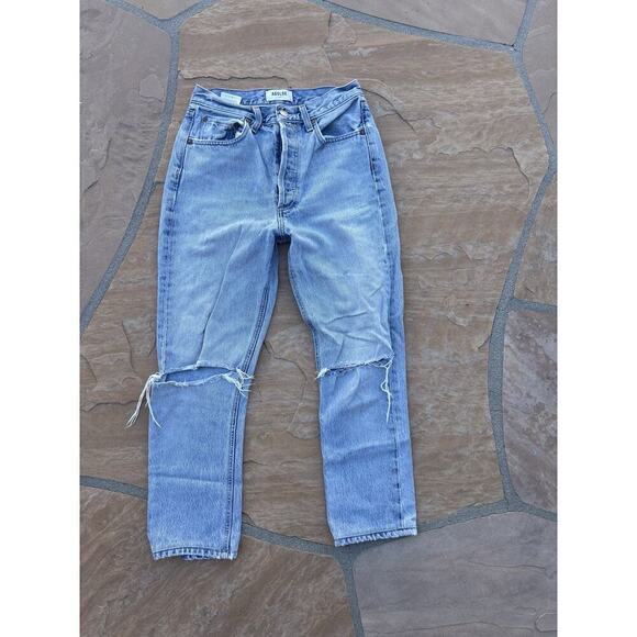 AGOLDE Jeans Womens 25 Riley High Rise Slim Straight Button Fly Denim - Picture 1 of 4